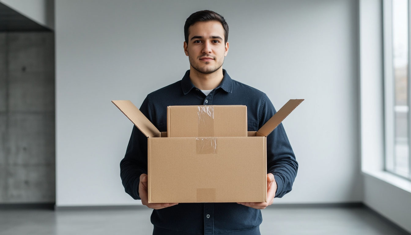 доставка заказов в картонной коробке